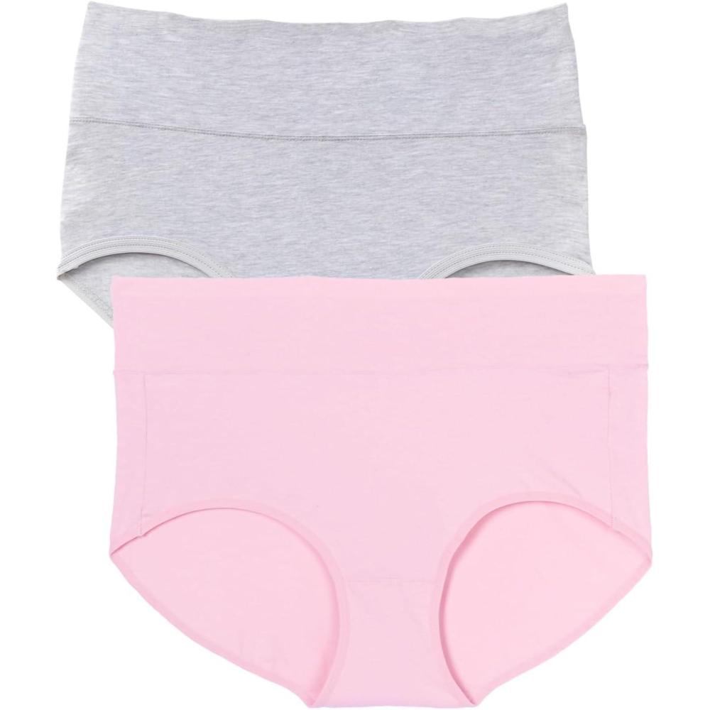 image:imageComfort Choice Plus Size Cotton Spandex Comfort Waist Brief 2PackPink Pack