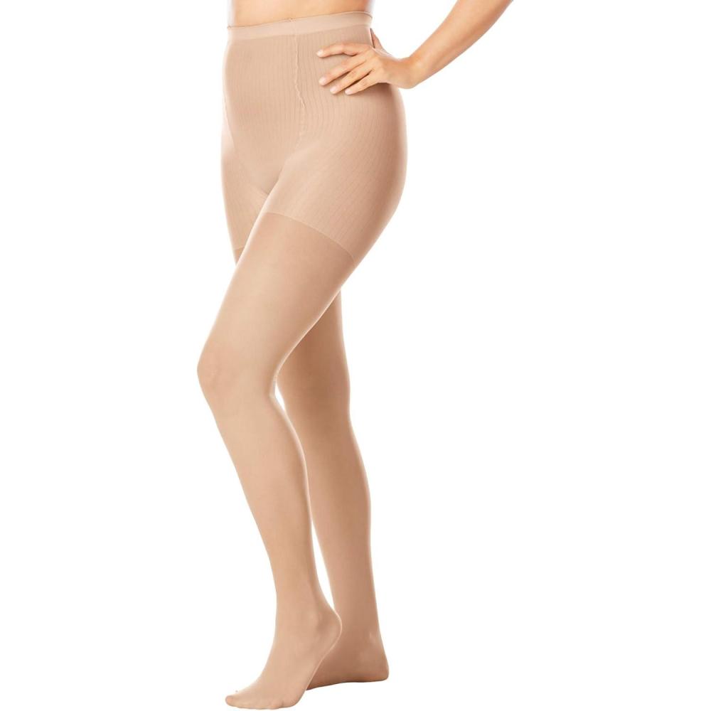 image:imageComfort Choice Womens Plus Size 2Pack Control Top TightsNude