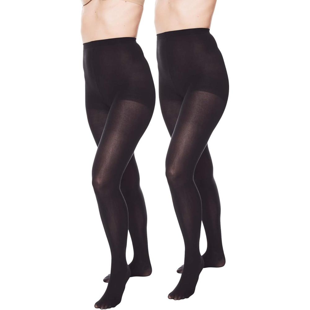 image:imageComfort Choice Womens Plus Size 2Pack Opaque TightsBlack