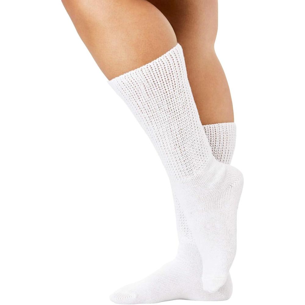 image:imageComfort Choice Womens Plus Size 2Pack Open Weave Extra Wide SocksWhite