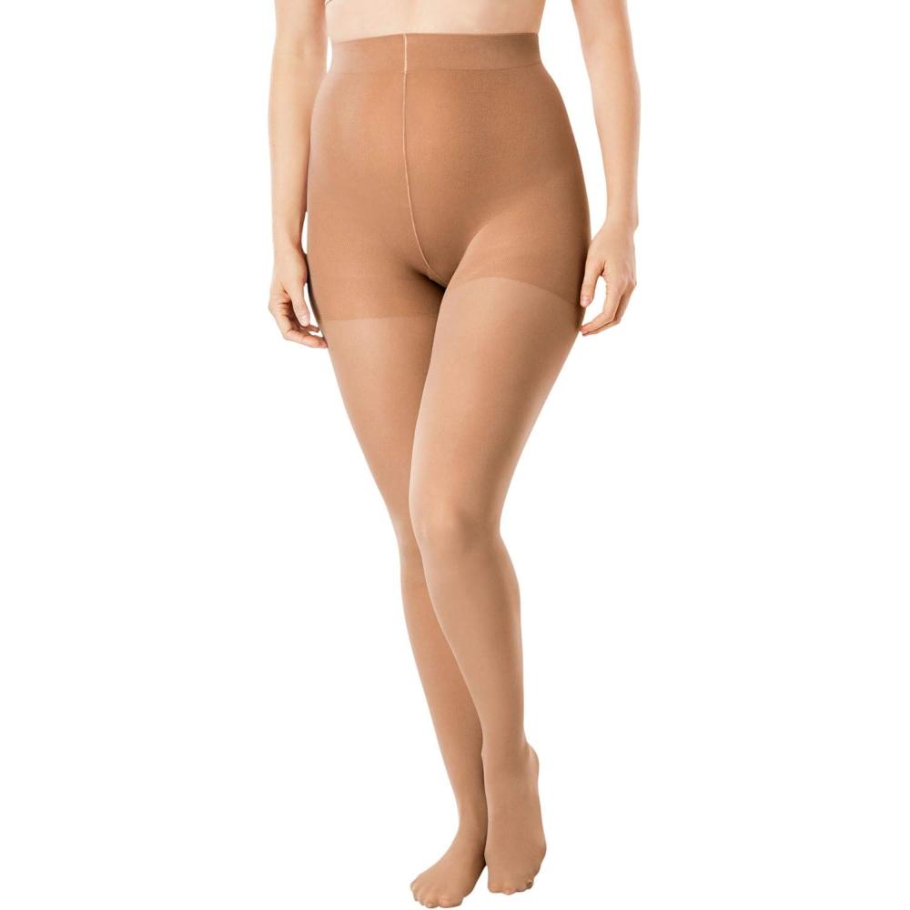 image:imageComfort Choice Womens Plus Size 2Pack Smoothing TightsSuntan