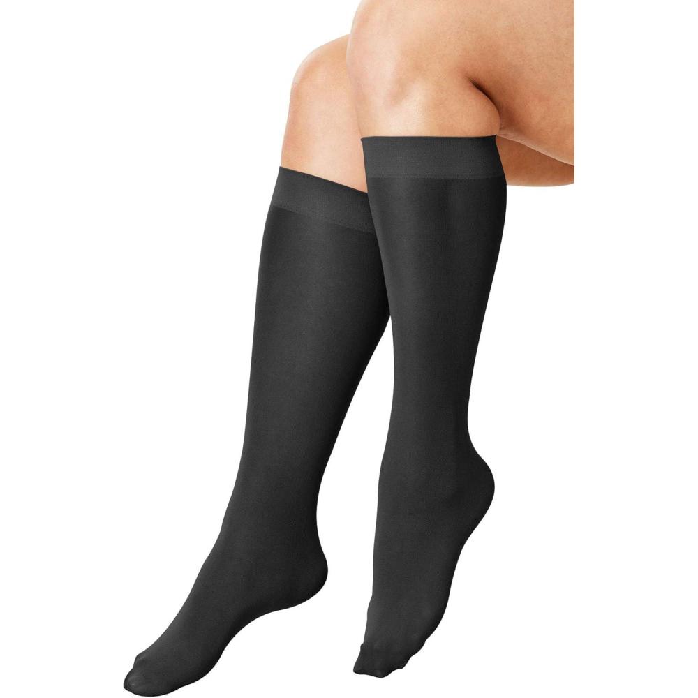 image:imageComfort Choice Womens Plus Size 3Pack KneeHigh Support SocksBlack