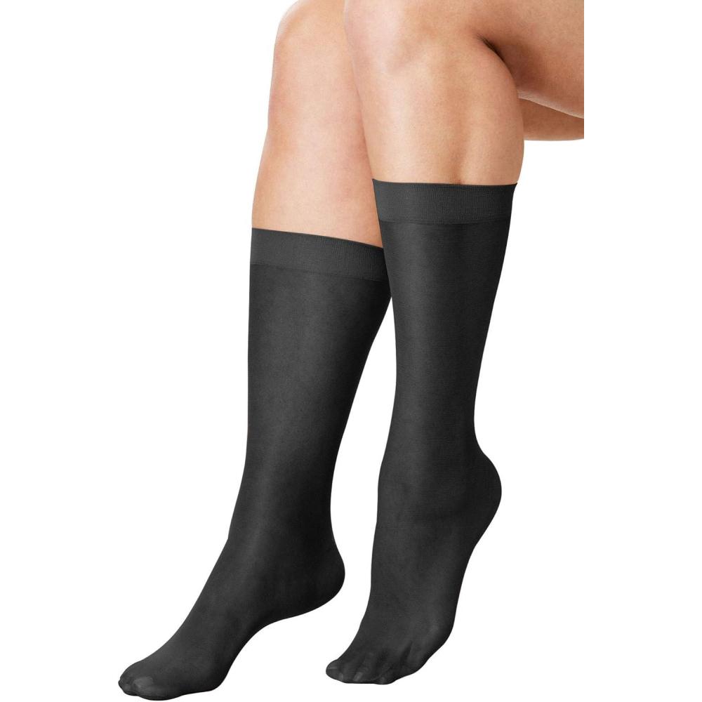 image:imageComfort Choice Womens Plus Size 3Pack Sheer KneeHigh SocksBlack