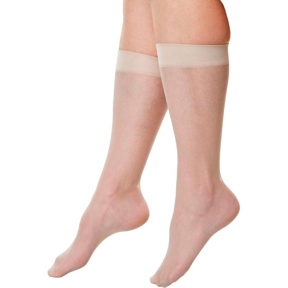 image:imageComfort Choice Womens Plus Size 3Pack Sheer KneeHigh SocksNude
