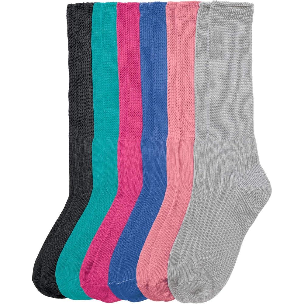 image:imageComfort Choice Womens Plus Size 6Pack Rib Knit SocksBright Pack