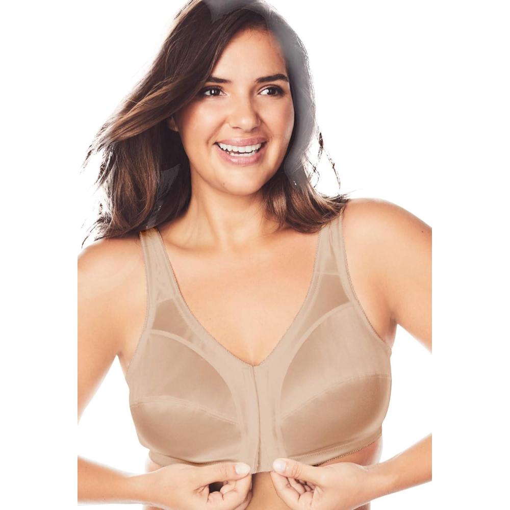 image:imageComfort Choice Womens Plus Size FrontClose Satin Wireless BraNude