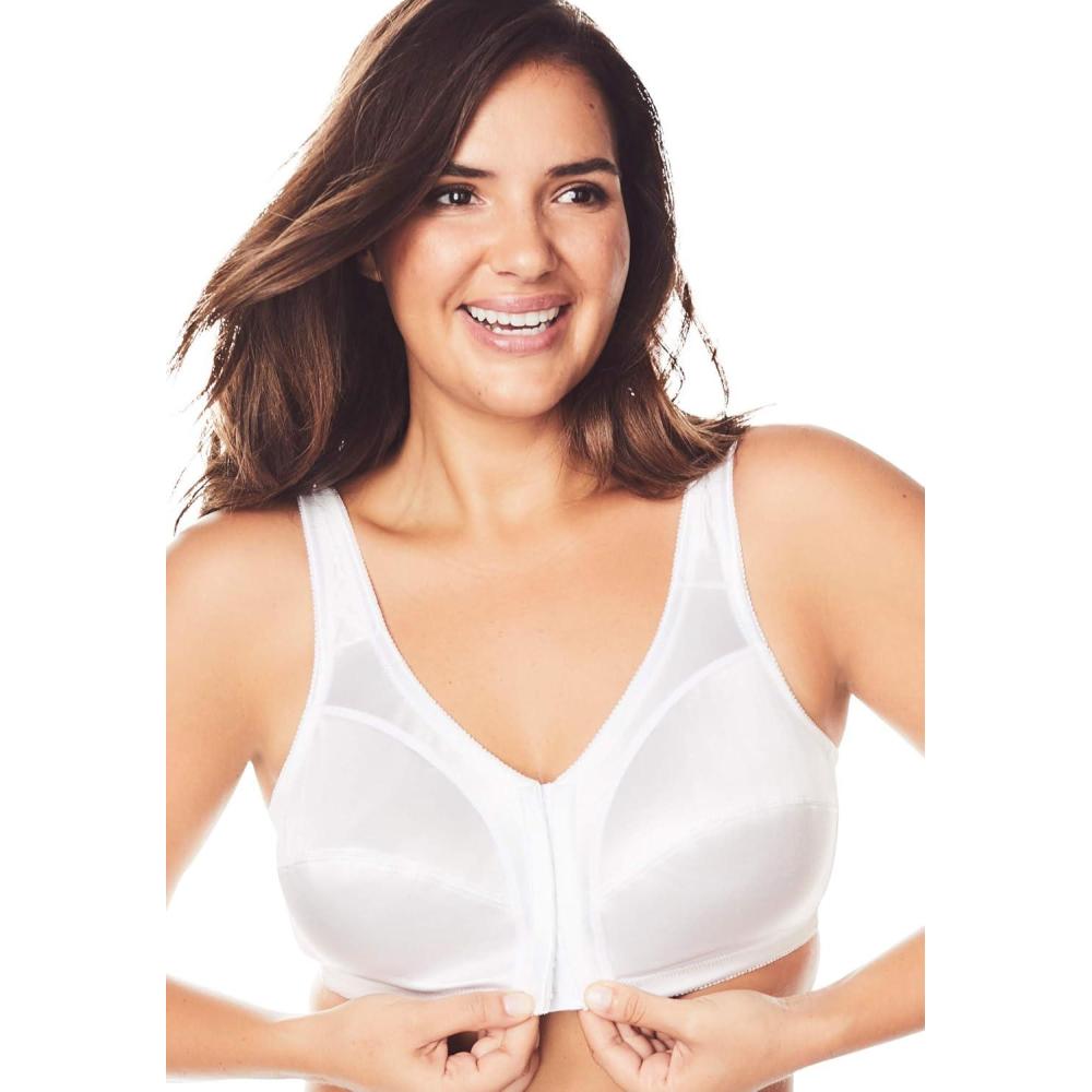 image:imageComfort Choice Womens Plus Size FrontClose Satin Wireless BraWhite
