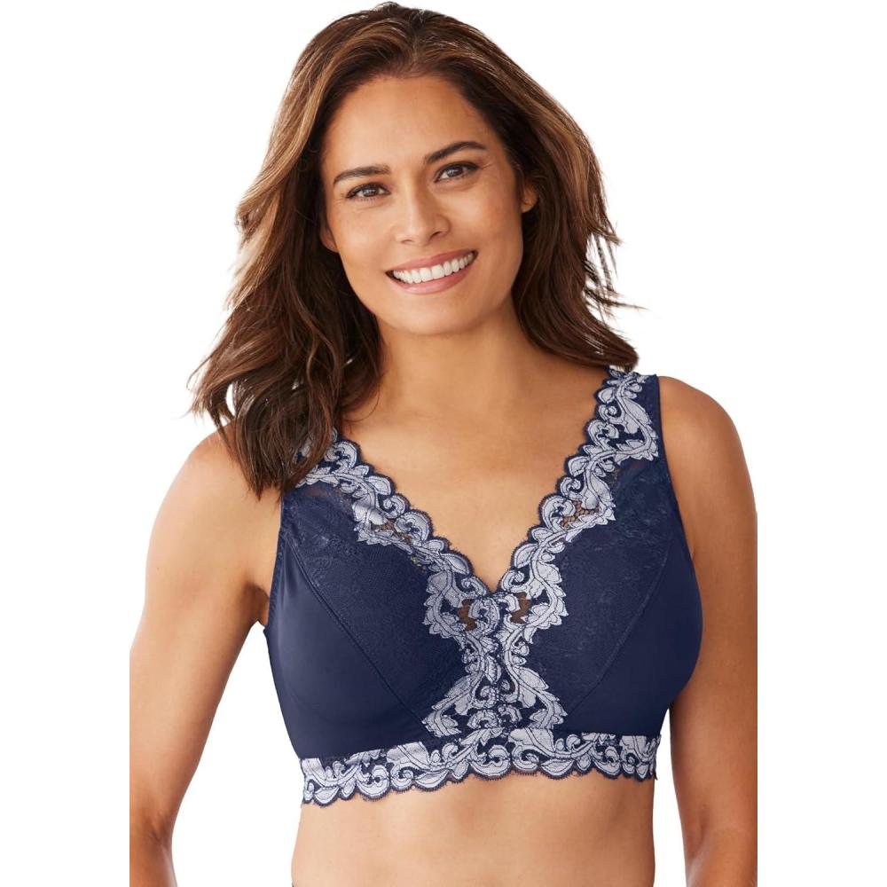 image:imageComfort Choice Womens Plus Size Lace Leisure BraletteNavy