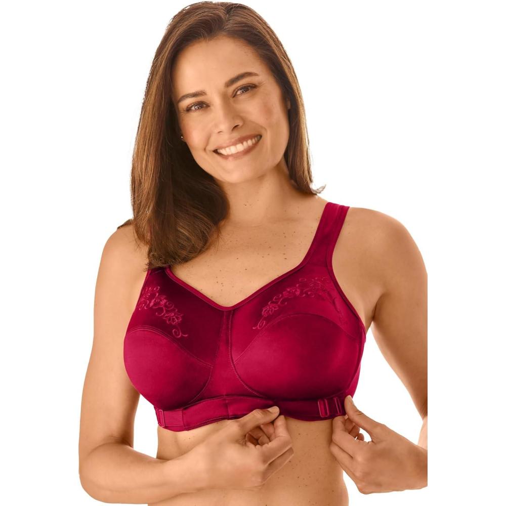 image:imageComfort Choice Womens Plus Size The Embroidered Custom Fit BraPomegranate