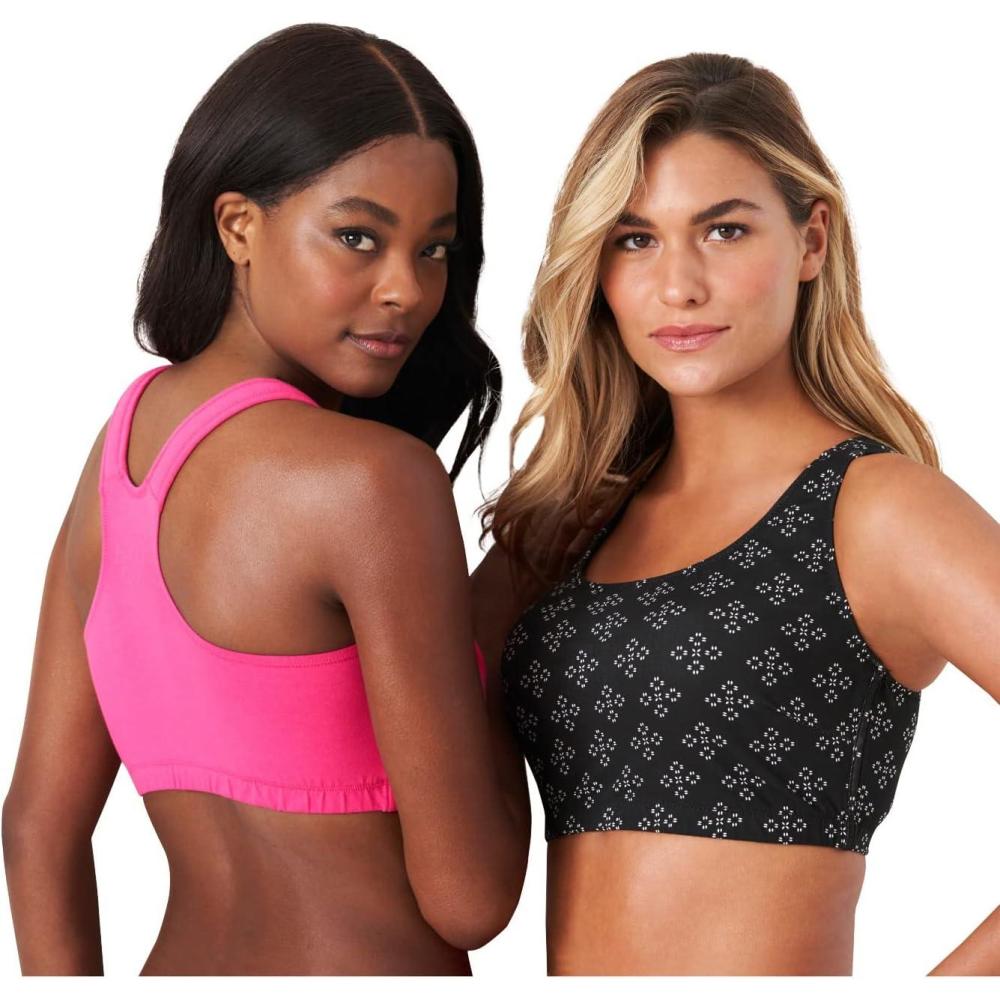 image:imageComfort Choice Womens Plus Size Wireless Sport Bra 2PackGeo Assorted Pack