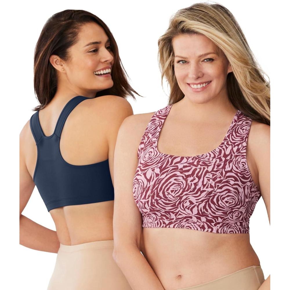 image:imageComfort Choice Womens Plus Size Wireless Sport Bra 2PackRose Assorted