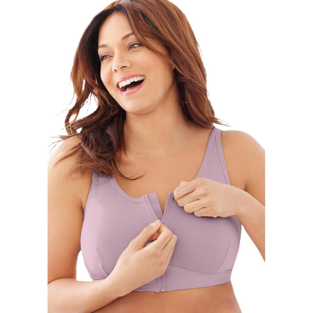 image:imageComfort Choice Womens Plus Size Wireless Zip Front BraSunset Mauve