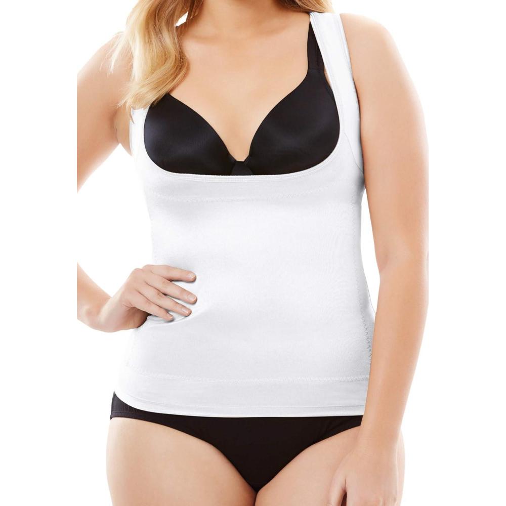 image:imageSecret Solutions Womens Plus Size Power Shaper Firm Control WearYourOwnBra Shaper TankWhite