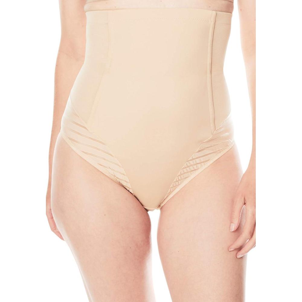 image:imageSecret Solutions Womens Plus Size Shadow Stripe Shaper HighWaist BriefNude