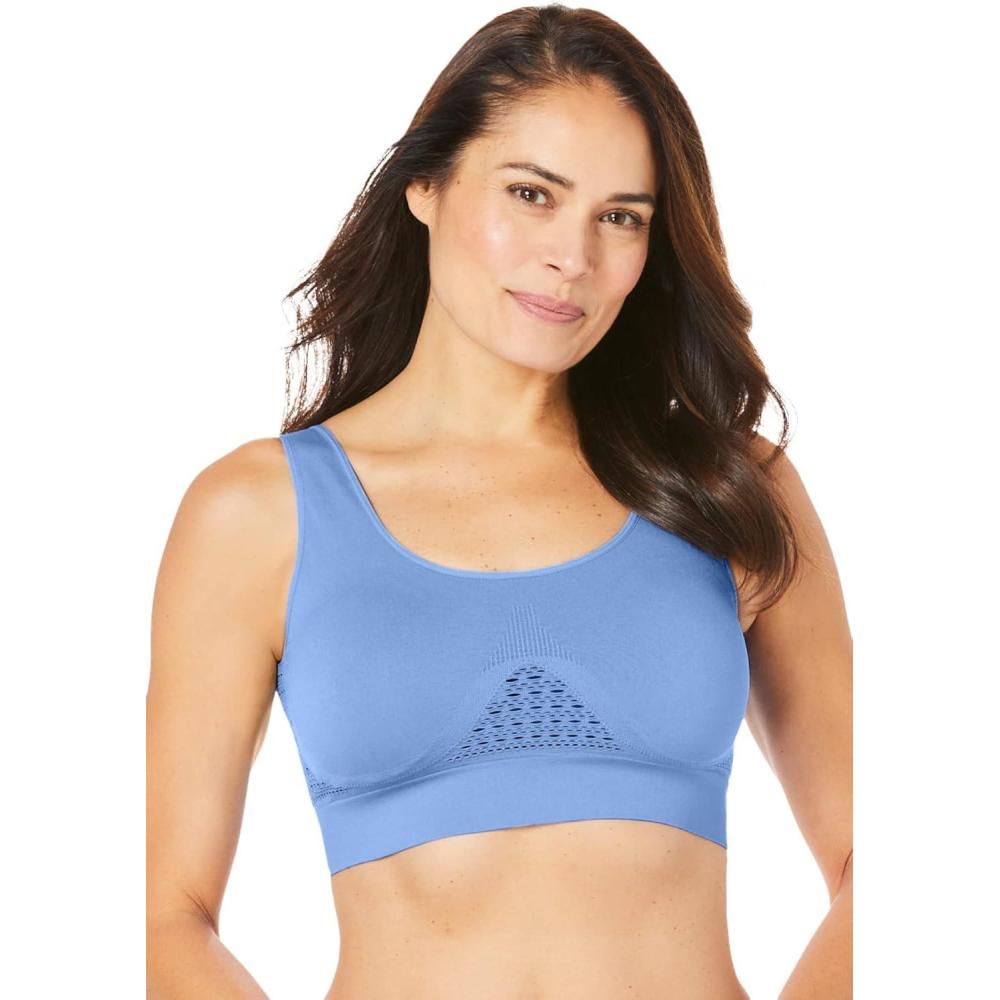image:imageSecret Solutions Womens Plus Size Wireless Cooling Seamless BraFrench Blue