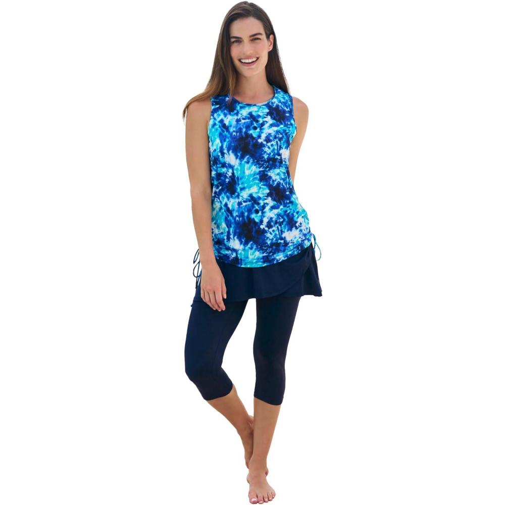 image:imageSwimsuits For All Swim 365 Womens Plus Size Chlorine Resistant Swim Tank Coverup with Side TiesMulti Underwater Tie Dye