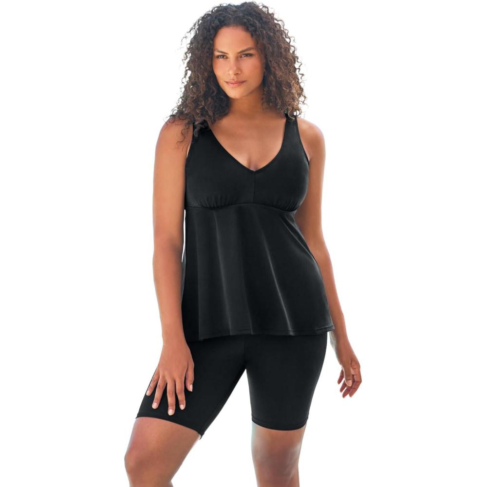 image:imageSwimsuits For All Swim 365 Womens Plus Size Flowy Tankini TopBlack