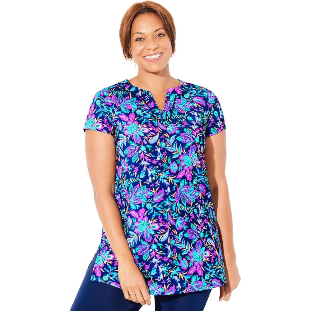 image:imageSwimsuits For All Womens Chlorine Resistant Swim Tunic PlusElectric Floral