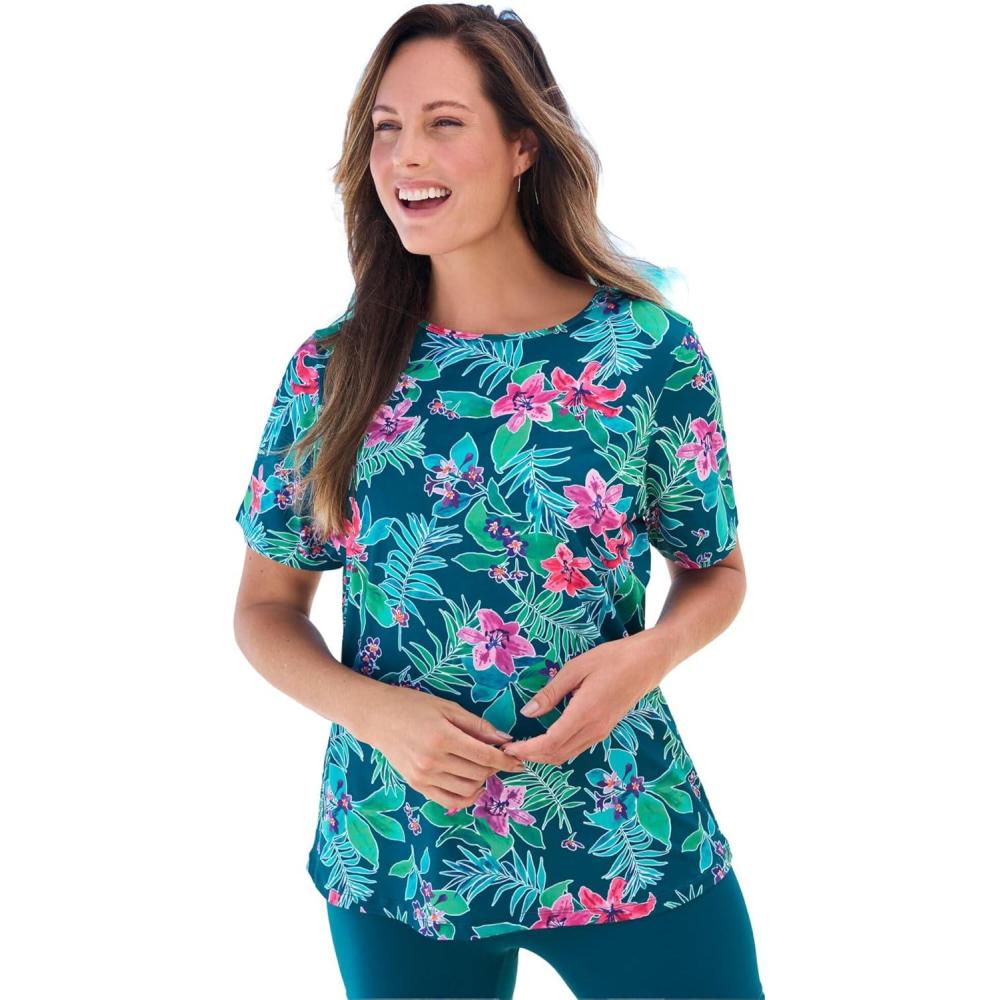 image:imageSwimsuits for All Swim 365 Womens Plus Size The Swim TeeMediterranean Floral