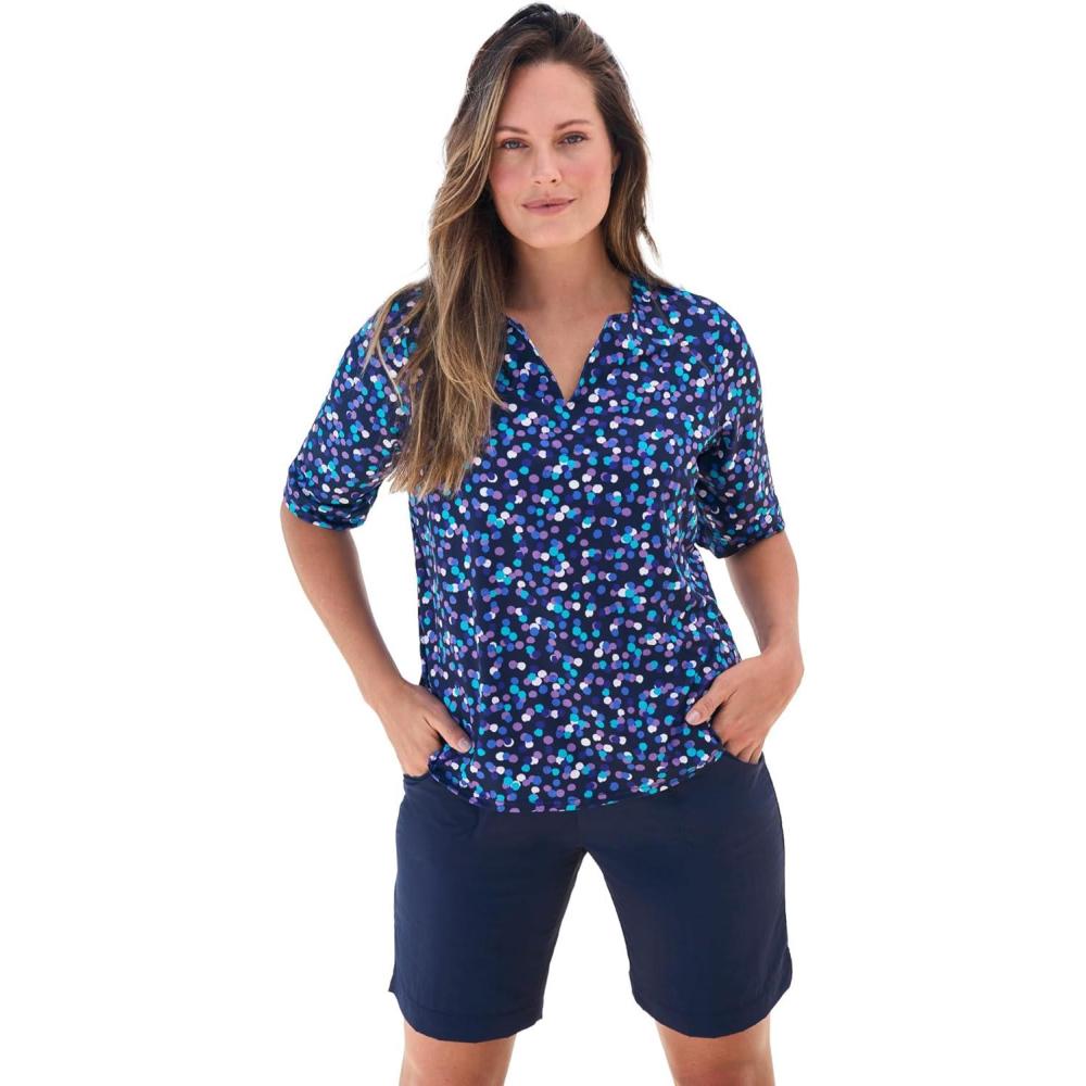 image:imageSwimsuits for All Swim 365 Womens Plus Size ThreeQuarter Sleeve Swim TeeBlue Dots