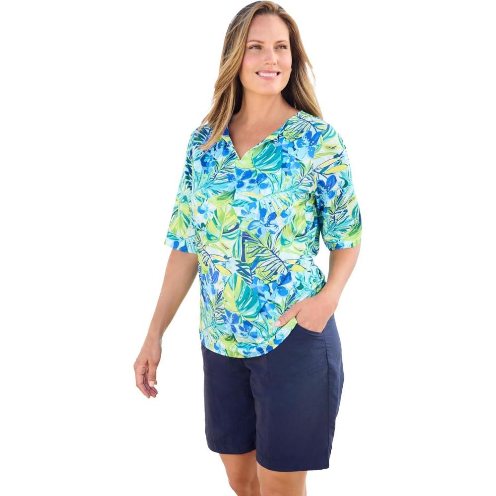 image:imageSwimsuits for All Swim 365 Womens Plus Size ThreeQuarter Sleeve Swim TeeRoyal Copacabana