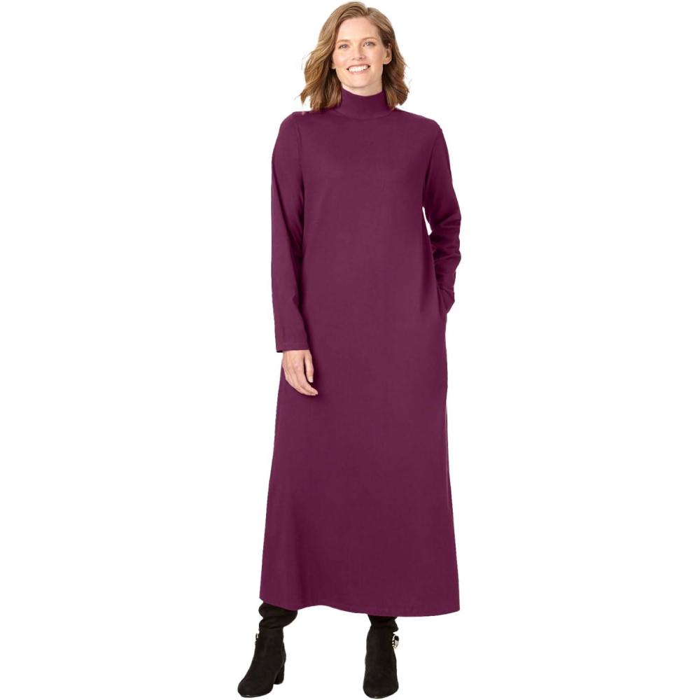 image:imageWoman Within Plus Size Mockneck DressDeep Claret