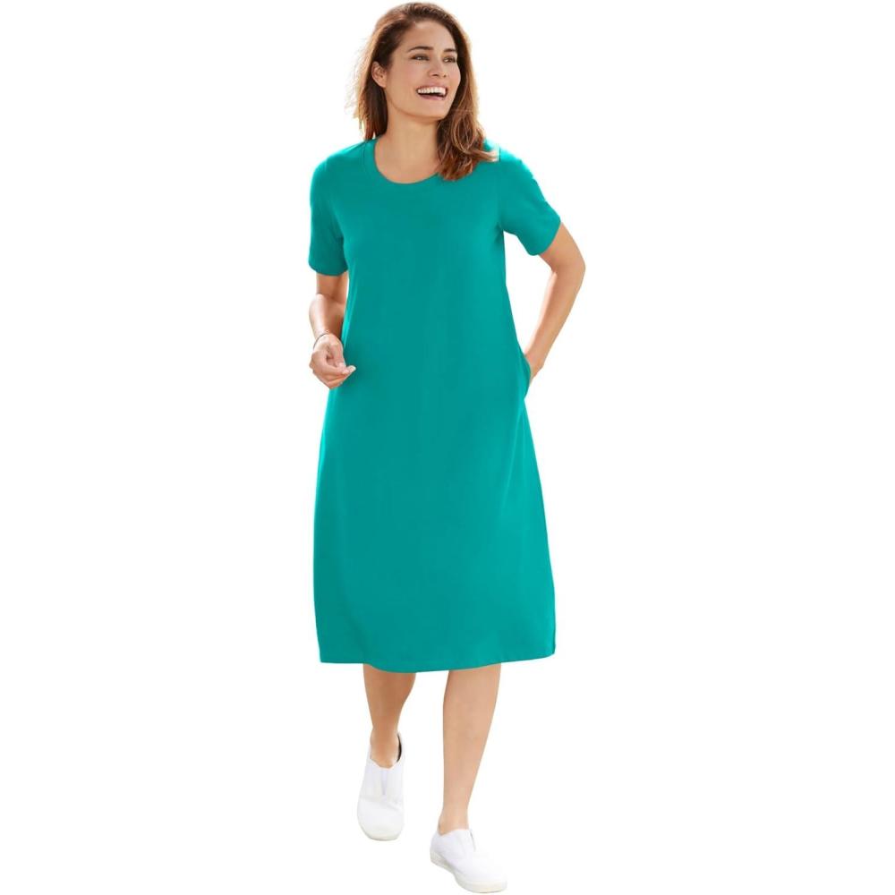 image:imageWoman Within Plus Size Perfect ShortSleeve Crewneck Tee DressWaterfall