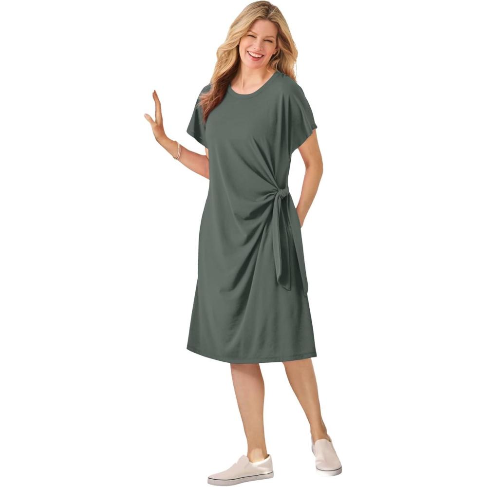 image:imageWoman Within Plus Size Side Knot Tee DressPine