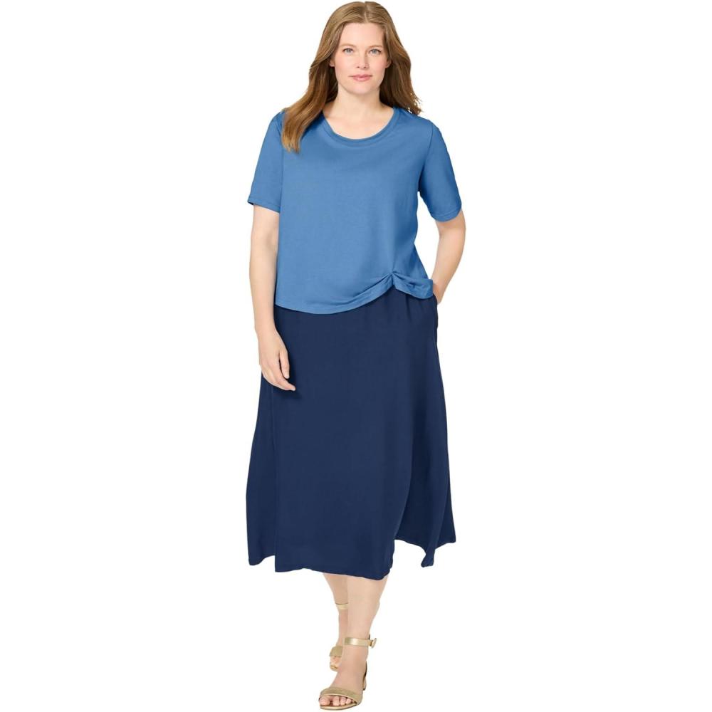 image:imageWoman Within Plus Size TwoFer Tee DressBlue Coast Navy