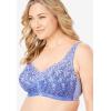 Amoureuse Women’s Plus Size Scroll Embroidered Wireless Front-Close Bra(Ivory Sparkling Champagne)