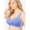 Amoureuse Women’s Plus Size Scroll Embroidered Wireless Front-Close Bra(Ivory Sparkling Champagne)