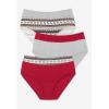 Comfort Choice Plus Size Full Coverage Stretch Cotton Color Block Brief 3-Pack(Plum Burst Assorted)