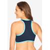 Comfort Choice Women’s Plus Size V-Neck Colorblock Sports Bra(Navy)