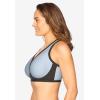 Comfort Choice Women’s Plus Size V-Neck Colorblock Sports Bra(Pearl Grey)