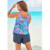 Swim 365 Women’s Plus Size 2-Piece Blouson Swim Set(Black Palm)