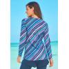 Swim 365 Women’s Plus Size Split-Neck Long Sleeve Swim Tee with Built-in Bra(Party Multi)