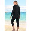 Swim 365 Women’s Plus Size Split-Neck Long Sleeve Swim Tee with Built-in Bra(Party Multi)