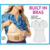 Swim 365 Women’s Plus Size Split-Neck Long Sleeve Swim Tee with Built-in Bra(Party Multi)