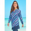 Swim 365 Women’s Plus Size Split-Neck Long Sleeve Swim Tee with Built-in Bra(Party Multi)