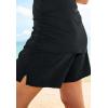 Swim 365 Women’s Plus Size Split-Neck Short Sleeve Swim Tee with Built-in Bra(Black White Abstract)