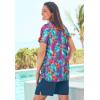 Swim 365 Women’s Plus Size Split-Neck Short Sleeve Swim Tee with Built-in Bra(Hula Palm)