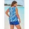 Swimsuits For All Swim 365 Women’s Plus Size Chlorine Resistant Swim Tank Coverup with Side Ties(Dream Blue Tie Dye)