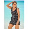 Swimsuits For All Swim 365 Women’s Plus Size Faux-Wrap Swim Dress(Black Hula Palm)