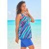 Swimsuits For All Swim 365 Women’s Plus Size Longer Length Braided Tankini Top(Cool Textured Palm)