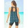 Swimsuits For All Swim 365 Women’s Plus Size Mesh-Inset Longer Length Tankini Top(Black White Leopard)
