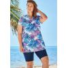 Swimsuits For All Women’s Chlorine Resistant Swim Tunic (Plus(Black White Stencil Floral)