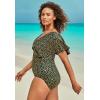 Swimsuits for All Swim 365 Women’s Plus Size Flutter-Sleeve One-Piece(Black)
