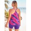 Swimsuits for All Swim 365 Women’s Plus Size Longer-Length Mesh Tankini Top(Sunset Brushstroke)