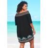 Swimsuits for All Swim 365 Women’s Plus Size Off-The-Shoulder Cover Up(White Multi)