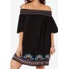 Swimsuits for All Swim 365 Women’s Plus Size Off-The-Shoulder Cover Up(White Multi)